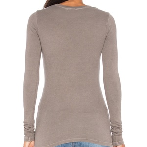 Wholesale Ladies o-neck long sleeves knit <b>Tops</b> <b>women</b> casual Ribbed <b>Tops</b> - Product Image 4