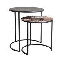 Ensemble de tables gigognes en fer finition or, argent et cuivre, ensemble de 3, table basse artisanale, tables gigognes pour salon, meubles