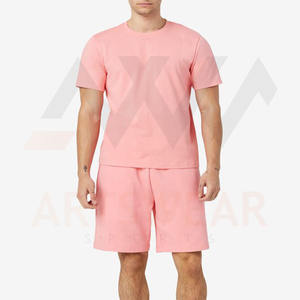 Ensemble t-shirt et short pour homme, vêtements de sport personnalisés de différentes couleurs, col rond, 100% coton, Polyester, Logo, ensemble deux pièces - Product Image 4