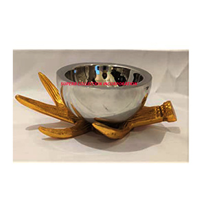 Venta al por mayor nuevo tazón de tuercas de aluminio con soporte de asta de oro suministros de fiesta de metal - Product Image 2