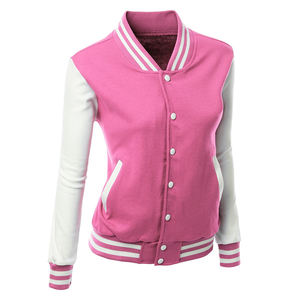 Mesdames Taille XL Veste d'hiver de style universitaire en cuir de laine véritable personnalisée, décontractée, motif solide, bouton, approvisionnement en gros pour les femmes - Product Image 2
