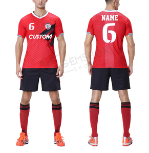 ชุดเสื้อฟุตบอลพิมพ์ลายดิจิตอลสั่งทำขายส่ง คุณภาพสูง สำหรับผู้ชาย แห้งเร็ว 100% โพลีเอสเตอร์ คอตั้ง ลายเรียบ - Product Image 1