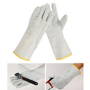 Gants de travail en cuir pour barbecue, résistant à la chaleur et au feu, coupe, jardinage, poignées d'animaux, pour Grill - Product Image 4
