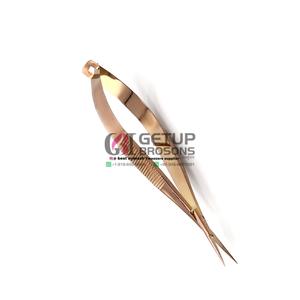 Nouvelles Ciseaux à Sourcils Professionnels en Acier Inoxydable à Lame Plasma Dorée, Outils de Salon de Beauté Personnalisables, Durables - Product Image 3