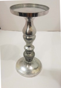 Tall <b>Silver</b> Embossed <b>Candle</b> Pillar <b>Holder</b> for Decoration - Product Image 6