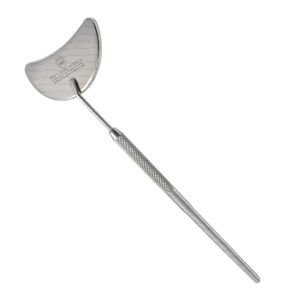 Miroir en forme de lune pour faux cils, Extension de cils en acier inoxydable, robuste, avec poignée, en forme de miroir, couleur - Product Image 1