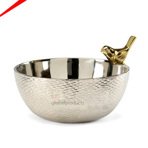 Cuenco de vidrio y metal de alta calidad hecho a mano, cuenco de diseñador dorado con cuenco de pájaros de diseño 2025 - Product Image 4