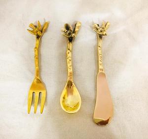 Cuchara rústica de Metal de latón Vintage superventas, cuchara decorativa para cubiertos de cena con mango de diseño de hoja - Product Image 4