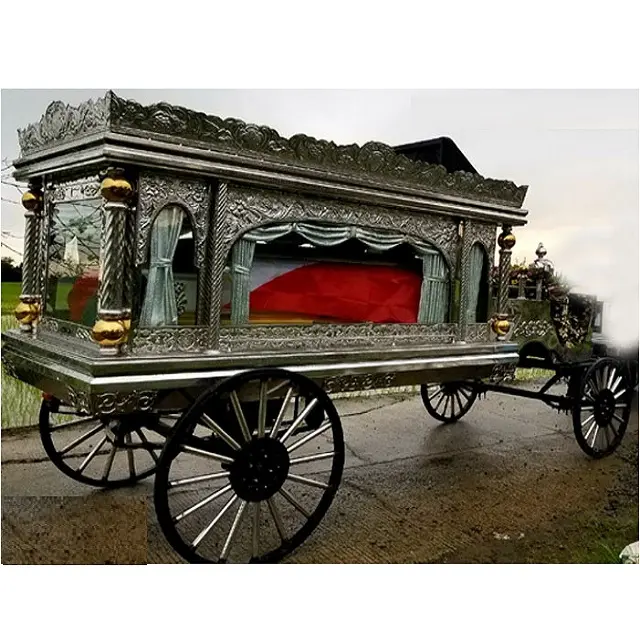 Kuda perak antik kereta kuda ditarik gaya antik kereta pemakaman perak Royal perak sentuh kereta kuda