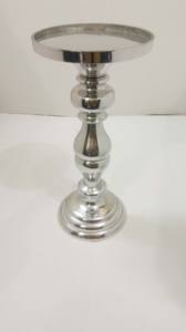 Tall <b>Silver</b> Embossed <b>Candle</b> Pillar <b>Holder</b> for Decoration - Product Image 2
