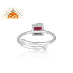 สแควร์ตัดสีชมพูบุษราคัมแหวนเครื่องประดับแหวนเงินแท้925ผู้ผลิตเครื่องประดับแหวน - Product Image 4