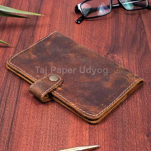 Cubierta de cuaderno A5 de cuero vintage marrón personalizado fabricado en India recargable para uso de regalo al por mayor - Product Image 1