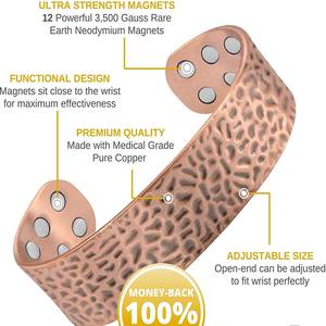 Bracelet magnétique en cuivre pur plaqué bronze antique Royal Artisans, 12 aimants, unisexe, charme tendance, soulagement de la douleur de l'arthrite - Product Image 3