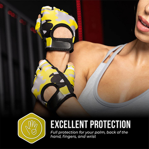 Guantes de Lifting y remo con estampado de camuflaje para mujer, Serie de diseño, con doble palma acolchada y estampado por sublimación, venta al por mayor - Product Image 4