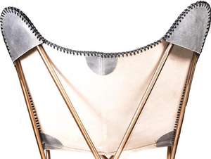 Chaise papillon en cuir véritable avec cadre en métal Chaise papillon de maison - Product Image 3