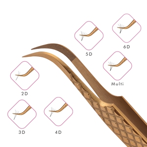 Gold Diamond Cut Design Wide Curved Tip Tweezer for Eyelash Extensions Private Label, Eyelash Extension Wide Curved Tip Tweezer - Product Image 4