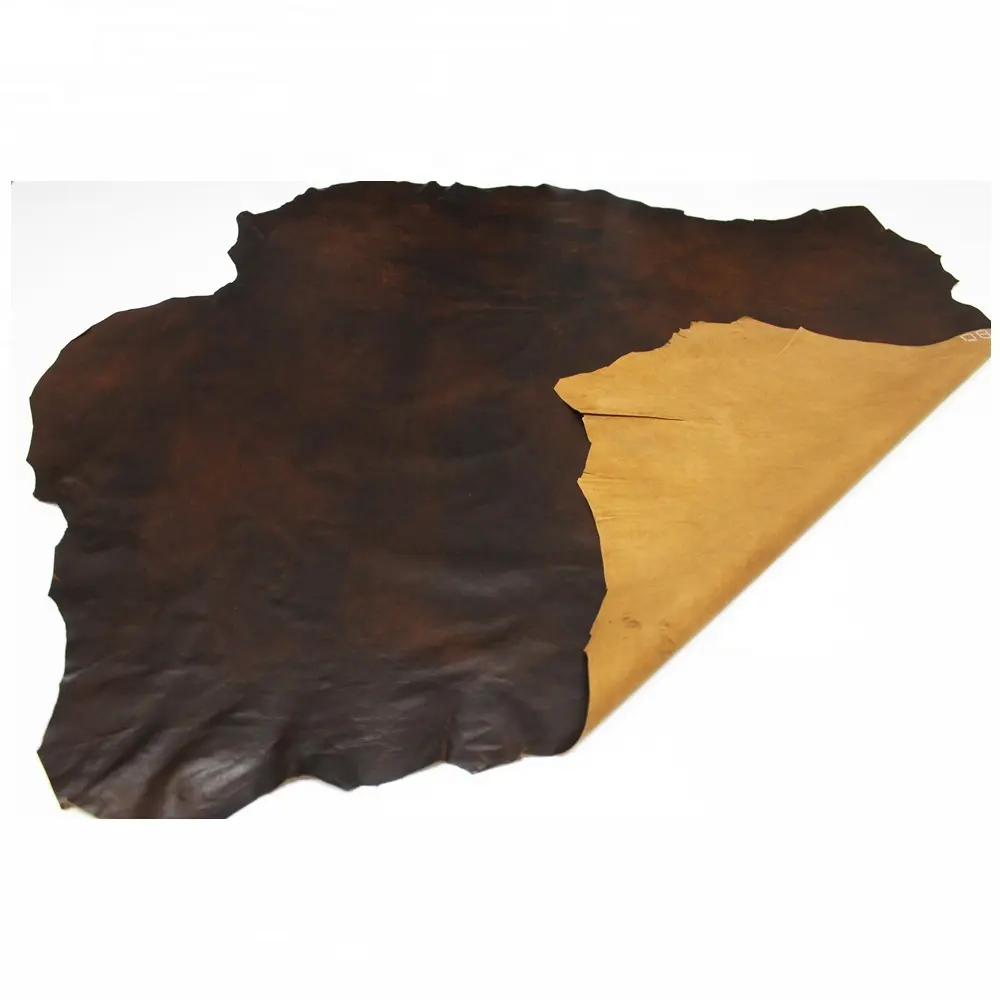 DARK BROWN ANTIQUED Distressed soft Cow hide | cow leather skin | Genuine leather cow skin