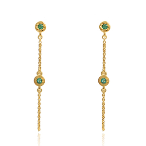 Pendientes de lujo chapados en oro con plata de ley 925 y piedras verdes de circonita cúbica para mujer, elegantes pendientes de regalo para boda - Product Image 2