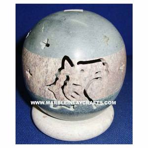 เชิงเทียนหินสบู่โบราณทรงกลม - Product Image 1