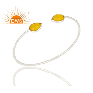 Bracelet calcédoine jaune en argent Sterling 925 pour fille, bijou manchette, pierre précieuse, accessoire de styliste, vente en gros, offre spéciale - Product Image 2