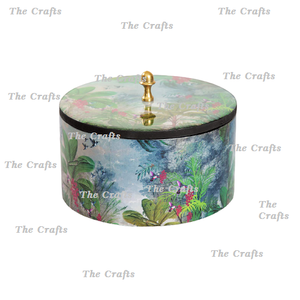 Printed Design Wooden Carved Roti <b>Box</b> For Kitchen Storage Exclusive Quality Round Shape Chapati <b>Container</b> - Product Image 5