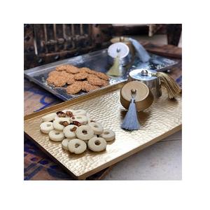 Plateau de service rectangulaire en acier inoxydable martelé pour snacks et desserts, fait main, de luxe, pour usage domestique et professionnel, un best-seller - Product Image 4