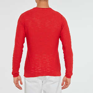 Maglia a girocollo da uomo fiammata 100% cotone tessuto a maniche lunghe filato tinta unita ODM - Product Image 3