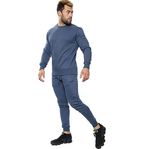 Men's 80% Cotton 20% Polyester Fleece Plain Hoodies & Sweatshirts With Matching Trouser Pants Tracksuit Sets - Product Image 3