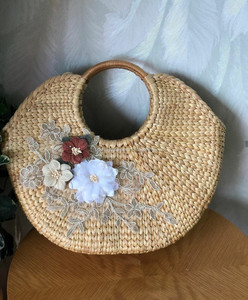 Natural Water Hyacinth Eco-Friendly Rectangle Home Decor <b>Storage</b> <b>Basket</b> with Handle for Clothing and Multi-Purpose Use - Product Image 5
