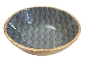 Beau Plateau En Bois Rond Meilleure Vente En Bois de Mangue Émail Décoration De Table Plateau de Service - Product Image 2