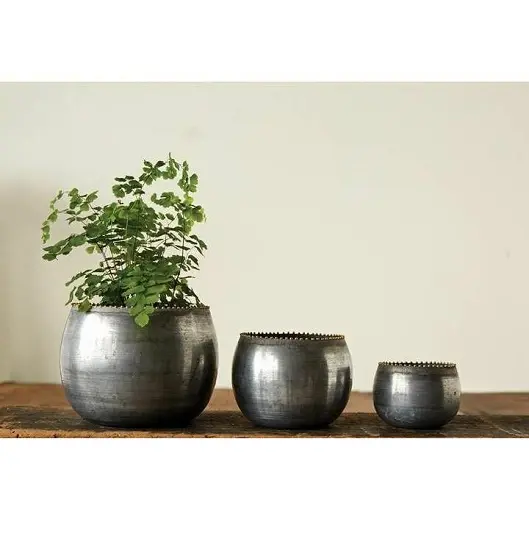 Jardinière de jardin en acier inoxydable, Pot de fleurs de forme ronde, Design personnalisé