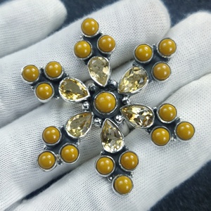 Mokite y anillo de piedras preciosas naturales ahumadas 925 anillo de estilo de flor de plata esterlina sólida para mujer joyería proveedor al por mayor ODM - Product Image 2