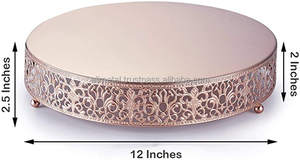Soporte redondo de Metal de encaje para pastel de boda, expositor de postres, rubor, oro rosa, aspecto metálico brillante para postres, magdalenas y pastelería - Product Image 6
