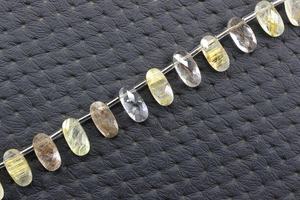 14ชิ้นธรรมชาติหลายกระเบื้องควอตซ์พลอยเหลี่ยมเพชรพลอยรูปไข่ Briolette ลูกปัดขายส่งผู้ผลิตของแท้ที่มีคุณภาพสูง - Product Image 2
