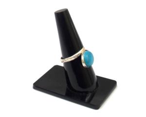 Anillo de Joyería con Piedras Preciosas Naturales Multicolores, Forma Ovalada Turquesa, Chapado en Plata, Hecho a Mano, con Alambre Envolvente y Facetas - Product Image 5