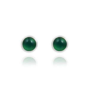 Boucles d'oreilles de haute qualité en vente chaude, argent sterling 925, pierre précieuse onyx verte, forme ronde, boucles d'oreilles à clous, boucles d'oreilles tendance, vente en gros - Product Image 2