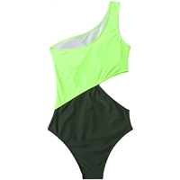Meisjes op maat gemaakte gestreepte bikini met één schouder, cut-out, sexy zomerbadkleding, kinderwinddichte plus size polyester spandex hot