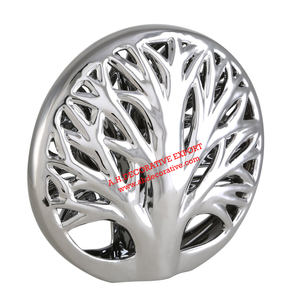 Sculpture ronde en métal d'arbre pour décoration de maison de table Sculpture unique en forme d'arbre Sculpture en aluminium de table plaquée or - Product Image 4