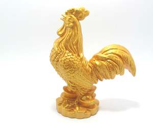 Estatuilla de animales dorados, estatua de pollo de poliresina para decoración del hogar y regalos de recuerdo, diseño Artificial elegante - Product Image 1