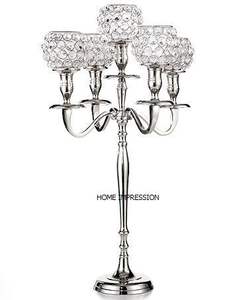 Florero de diseño moderno con portavelas de cristal para centros de mesa, decoración de boda, decoración redonda de mármol con estampado de Metal - Product Image 1