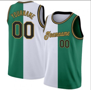 Maillot de basket-ball personnalisé noir or-rouge à col côtelé respirant avec nom et numéro personnalisés en twill cousu, taille plus - Product Image 6