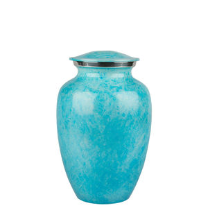 Radiance American Style Brass Cremation Urn <b>for</b> Adult <b>Ashes</b> Sky Blue Silver Finish Durable Memorial <b>Keepsake</b> Container - Product Image 1