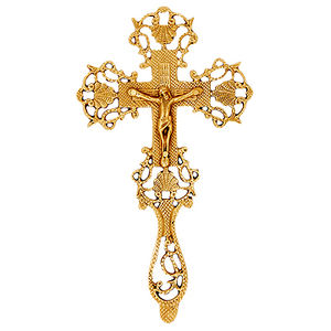 Crucifijo colgante de latón elegante CF1001A, elemento decorativo religioso para velas - Product Image 1
