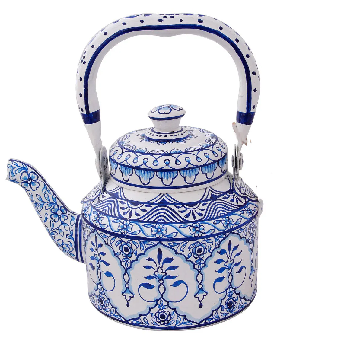 Chaleira de chá pintada à mão antiga, chaleira de chá tradicional de estilo indiano