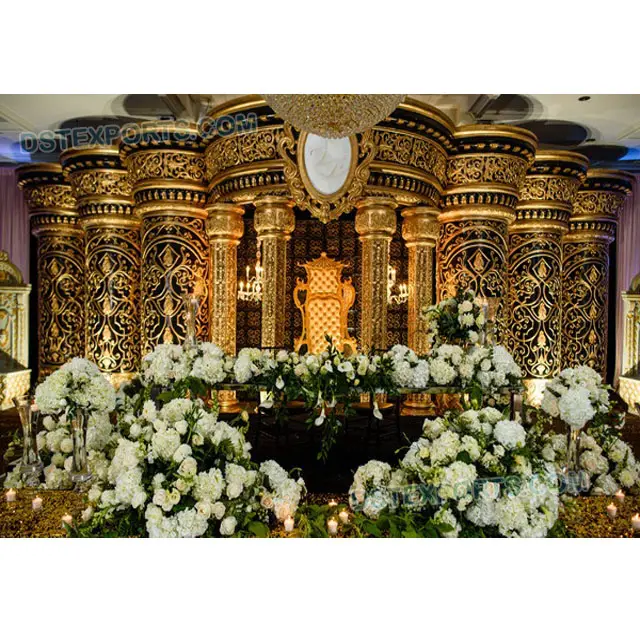 結婚式の王冠のステージの装飾カリフォルニアイタリアの結婚式ゴールデンアンティークステージ排他的な古代のテーマの結婚式のステージ