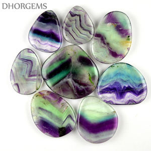 Cabujones de Fluorita Multicolor Dhorgems al por Mayor, Cristales de Fluorita Natural Lisos, Piedras Preciosas Sueltas, Cortes Ovalados/Pera/Triangulares de Fantasía - Product Image 1