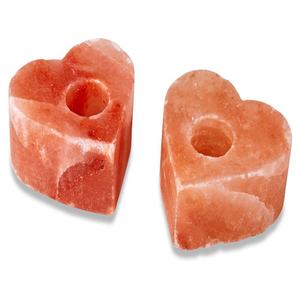 Porte-bougie en pierre de sel de l'Himalaya de haute qualité, fait main, en matériau organique, en forme de cœur, avec emballage - Sian Enterprises - Product Image 4