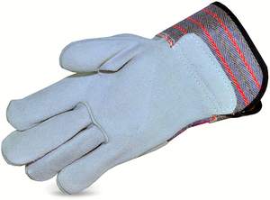 Guantes de trabajo de cuero de vaca con puño de seguridad de goma Función antiimpacto para construcción y uso de la palma - Product Image 4