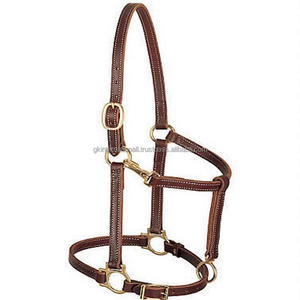 <b>Top</b> Quality Full Grain <b>Leather</b> Horse <b>Halter</b> in Brown Premium <b>Leather</b> with Solid Brass Fitting & Rolled Throat Custom Made <b>Halter</b> - Product Image 2