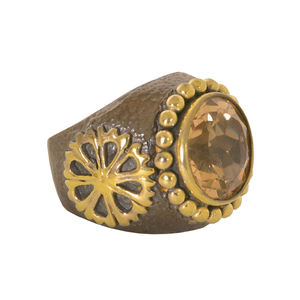 Última colección de anillo de Plata de Ley 925 de moda 18K chapado en oro Natural citrino piedra preciosa negro rodio joyería fina para - Product Image 1